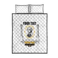 Personalized Prince Hall Freemasonry Quilt Bed Set Masonic Square And Compass Vintage Gold Pillar Illustration