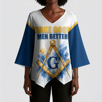 Prince Hall Freemasonry Kimono Sleeve Blouse Square And Compass Letter G Watercolor Portrait Art