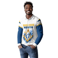 Prince Hall Freemasonry Long Sleeve Polo Shirt Square And Compass Letter G Watercolor Portrait Art