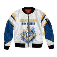 Prince Hall Freemasonry Sleeve Zip Bomber Jacket Square And Compass Letter G Watercolor Portrait Art