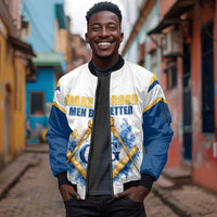 Prince Hall Freemasonry Sleeve Zip Bomber Jacket Square And Compass Letter G Watercolor Portrait Art