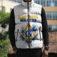 Prince Hall Freemasonry Sleeveless Puffer Jacket Square And Compass Letter G Watercolor Portrait Art