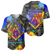 Prince Hall Freemasonry Baseball Jersey Colorful Graffiti Paint Splatter On Urban Stone Wall