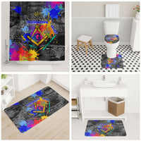 Prince Hall Freemasonry Bathroom Set Colorful Graffiti Paint Splatter On Urban Stone Wall