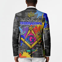 Prince Hall Freemasonry Blazer Colorful Graffiti Paint Splatter On Urban Stone Wall