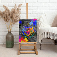 Prince Hall Freemasonry Canvas Wall Art Colorful Graffiti Paint Splatter On Urban Stone Wall