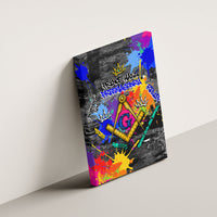 Prince Hall Freemasonry Canvas Wall Art Colorful Graffiti Paint Splatter On Urban Stone Wall