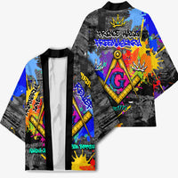 Prince Hall Freemasonry Kimono Colorful Graffiti Paint Splatter On Urban Stone Wall