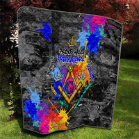 Prince Hall Freemasonry Quilt Colorful Graffiti Paint Splatter On Urban Stone Wall