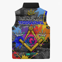 Prince Hall Freemasonry Sleeveless Puffer Jacket Colorful Graffiti Paint Splatter On Urban Stone Wall