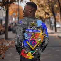 Prince Hall Freemasonry Sweatshirt Colorful Graffiti Paint Splatter On Urban Stone Wall