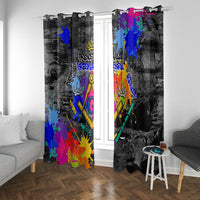 Prince Hall Freemasonry Window Curtain Colorful Graffiti Paint Splatter On Urban Stone Wall