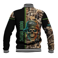Personalized Fish Reaper Skull Baseball Jacket Camouflage Background and Fishing Rod Graphic Design - Wonder Print Shop
