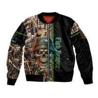 Personalized Fish Reaper Skull Bomber Jacket Camouflage Background and Fishing Rod Graphic Design - Wonder Print Shop
