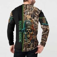 Personalized Fish Reaper Skull Button Sweatshirt Camouflage Background and Fishing Rod Graphic Design - Wonder Print Shop