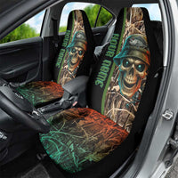Personalized Fish Reaper Skull Car Seat Cover Camouflage Background and Fishing Rod Graphic Design - Wonder Print Shop
