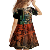 Personalized Fish Reaper Skull Family Matching Off Shoulder Short Dress and Hawaiian Shirt Camouflage Background and Fishing Rod Graphic Design - Wonder Print Shop