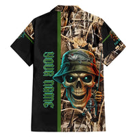 Personalized Fish Reaper Skull Family Matching Off Shoulder Short Dress and Hawaiian Shirt Camouflage Background and Fishing Rod Graphic Design - Wonder Print Shop