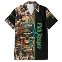 Personalized Fish Reaper Skull Hawaiian Shirt Camouflage Background and Fishing Rod Graphic Design - Wonder Print Shop
