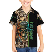 Personalized Fish Reaper Skull Hawaiian Shirt Camouflage Background and Fishing Rod Graphic Design - Wonder Print Shop