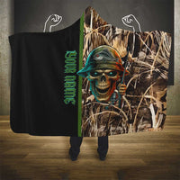 Personalized Fish Reaper Skull Hooded Blanket Camouflage Background and Fishing Rod Graphic Design - Wonder Print Shop