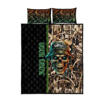 Personalized Fish Reaper Skull Quilt Bed Set Camouflage Background and Fishing Rod Graphic Design - Wonder Print Shop