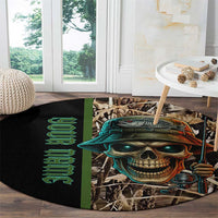 Personalized Fish Reaper Skull Round Carpet Camouflage Background and Fishing Rod Graphic Design - Wonder Print Shop