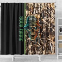 Personalized Fish Reaper Skull Shower Curtain Camouflage Background and Fishing Rod Graphic Design - Wonder Print Shop
