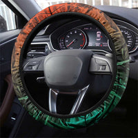 Fish Reaper Skull Steering Wheel Cover Camouflage Background and Fishing Rod Graphic Design - Wonder Print Shop