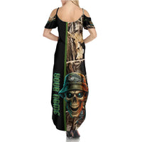 Personalized Fish Reaper Skull Summer Maxi Dress Camouflage Background and Fishing Rod Graphic Design - Wonder Print Shop