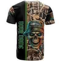 Personalized Fish Reaper Skull T Shirt Camouflage Background and Fishing Rod Graphic Design - Wonder Print Shop