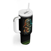 Personalized Fish Reaper Skull Tumbler With Handle Camouflage Background and Fishing Rod Graphic Design - Wonder Print Shop