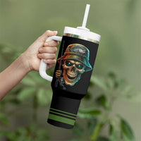 Personalized Fish Reaper Skull Tumbler With Handle Camouflage Background and Fishing Rod Graphic Design - Wonder Print Shop