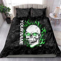 Personalized Skull Bowling Bedding Set Green Flame Skull - Wonder Print Shop