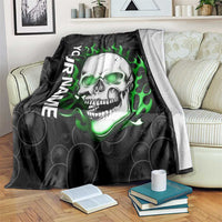 Personalized Skull Bowling Blanket Green Flame Skull - Wonder Print Shop