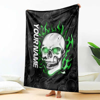 Personalized Skull Bowling Blanket Green Flame Skull - Wonder Print Shop