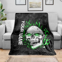 Personalized Skull Bowling Blanket Green Flame Skull - Wonder Print Shop