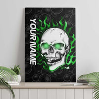 Personalized Skull Bowling Canvas Wall Art Green Flame Skull - Wonder Print Shop