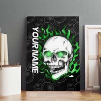 Personalized Skull Bowling Canvas Wall Art Green Flame Skull - Wonder Print Shop