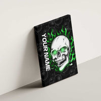 Personalized Skull Bowling Canvas Wall Art Green Flame Skull - Wonder Print Shop