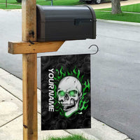 Personalized Skull Bowling Garden Flag Green Flame Skull - Wonder Print Shop