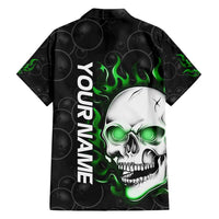 Personalized Skull Bowling Hawaiian Shirt Green Flame Skull - Wonder Print Shop