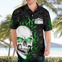 Personalized Skull Bowling Hawaiian Shirt Green Flame Skull - Wonder Print Shop