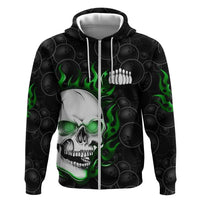 Personalized Skull Bowling Hoodie Green Flame Skull - Wonder Print Shop