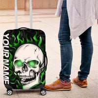Personalized Skull Bowling Luggage Cover Green Flame Skull - Wonder Print Shop