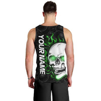 Personalized Skull Bowling Men Tank Top Green Flame Skull - Wonder Print Shop