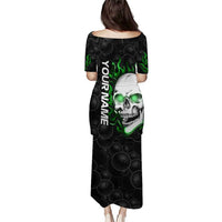 Personalized Skull Bowling Puletasi Green Flame Skull - Wonder Print Shop