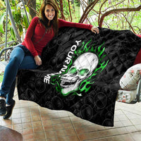 Personalized Skull Bowling Quilt Green Flame Skull - Wonder Print Shop