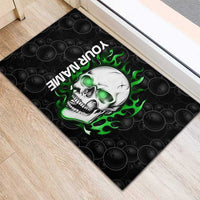 Personalized Skull Bowling Rubber Doormat Green Flame Skull - Wonder Print Shop