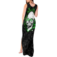Personalized Skull Bowling Tank Maxi Dress Green Flame Skull - Wonder Print Shop